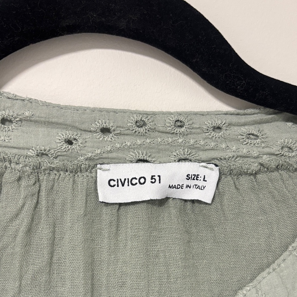 Civico 51 Eyelet Dress in Sage - Picture 2 of 5